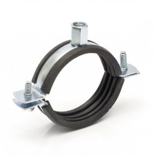 Хомут сантехнический крепежный трубный стальной оцинкованный с резиновой прокладкой Strongman 32х25 мм