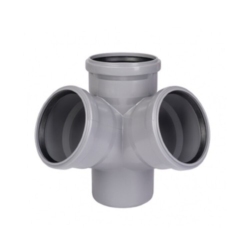 Крестовина PP-H двухплоскостная серая Дн 110-110-50 б/нап в/к VALFEX в Казани