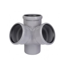 Крестовина PP-H двухплоскостная серая Дн 110-110-110 б/нап в/к VALFEX