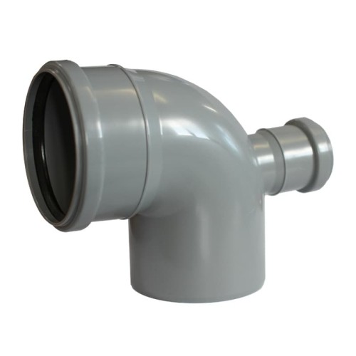 Отвод канализационный PP-H с выходом фронтально-тыльный серый Дн 110-50 87гр б/нап в/к VALFEX в Казани