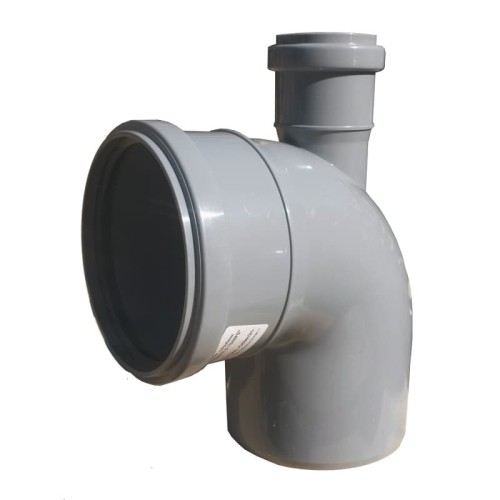 Отвод канализационный PP-H Дн 110-50 87гр с выходом фронтально-вверх серый б/нап в/к RTP (РосТурПласт) в Казани