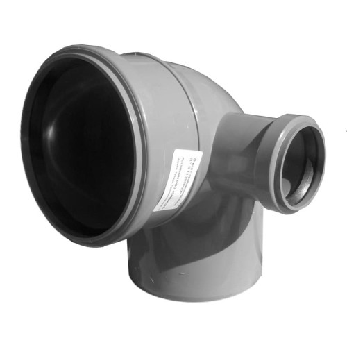 Отвод канализационный PP-H с выходом правый серый Дн 110-50 87гр б/нап в/к VALFEX в Казани
