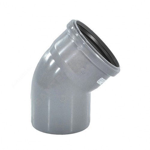 Отвод канализационный PP-H серый Дн 110 45гр б/нап в/к VALFEX в Казани