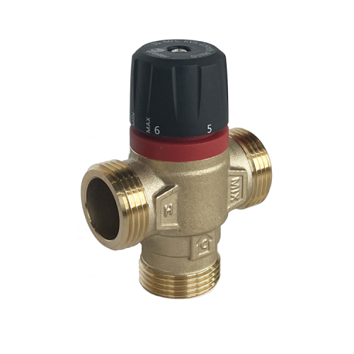 Клапан смесительный латунный термостатический с боковым смешиванием и внутренней резьбой для систем ГВС 1,0 МПа RVM Rommer 20 мм 3/4" в Казани