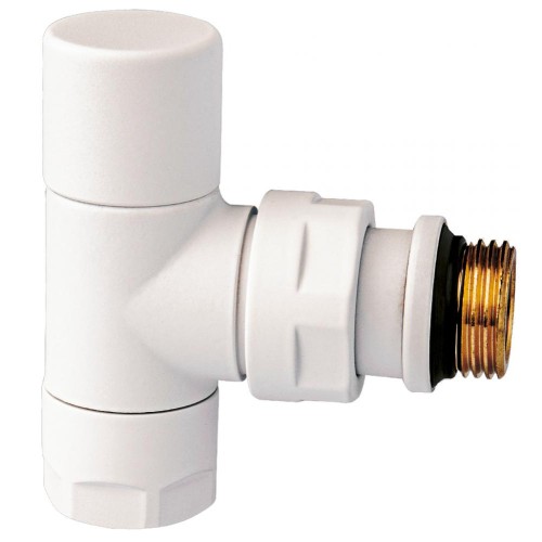 Клапан термостатический угловой Ду-15 (1/2") Ру-10 ВР-НР (ВН-НАР) белый серия E Oventrop в Казани