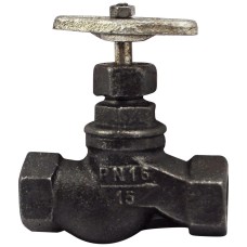 Клапан запорный чугунный с внутренней резьбой 1,6 МПа 15кч18п Китай 50х200 мм