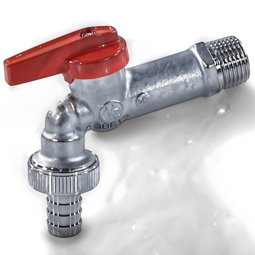 Кран водоразборный латунный стандартнопроходной с ручкой-бабочкой НР-штуцер Ру 10,5 R619 Giacomini 15 мм 1/2" в Казани