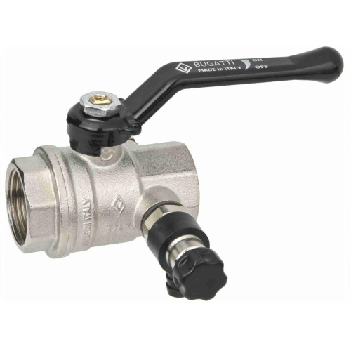 Кран шаровый латунный со спускником полнопроходной с ручкой-рычагом ВР (ВН) Ру 64 Bugatti 330 Bugatti 15 мм 1/2" в Казани