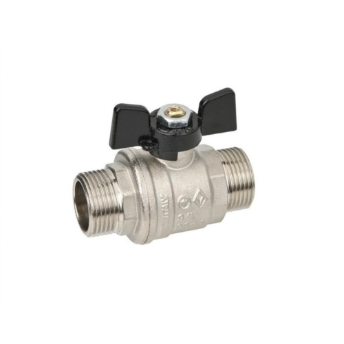 Кран запорный латунный полнопроходной с ручкой-бабочкой НР Ру 64 Bugatti 327 Bugatti 15 мм 1/2" в Казани