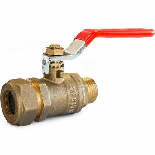 Кран запорный латунный стандартнопроходной с ручкой-рычагом НР-под обжим Ру 50 STAHLMANN 15 мм 1/2" в Казани