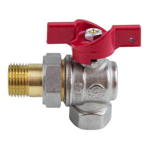 Кран запорный латунный угловой полнопроходной с ручкой-бабочкой ВР-американка Ру 40 Ideal 298 Itap 15 мм 1/2" в Казани