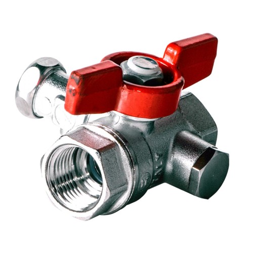 Кран шаровый латунный со спускником стандартнопроходной с ручкой-бабочкой ВР (ВН) Ру 42 R251S Giacomini 15х59 мм 1/2" в Казани