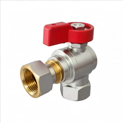 Кран шаровый латунный угловой полнопроходной с ручкой-флажком НР-накидная гайка Ру 16 R780 Giacomini 15х65 мм 1/2" в Казани