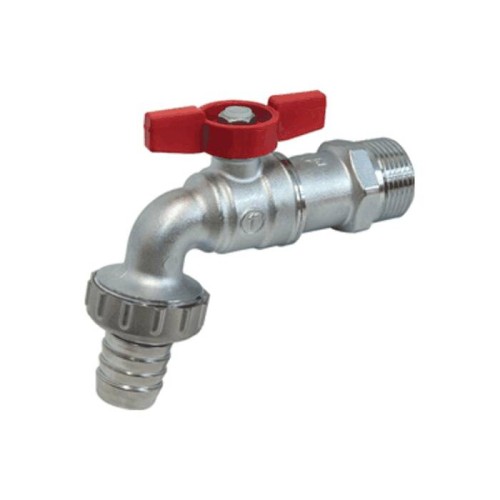 Кран водоразборный латунный стандартнопроходной с ручкой-бабочкой НР-штуцер Ру 10,5 R620 Giacomini 15х82 мм 1/2" в Казани