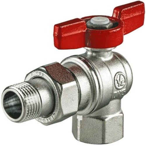 Кран шаровый латунный угловой полнопроходной с ручкой-бабочкой ВР-американка Ру 16 R789 Giacomini 15х79 мм 1/2" в Казани