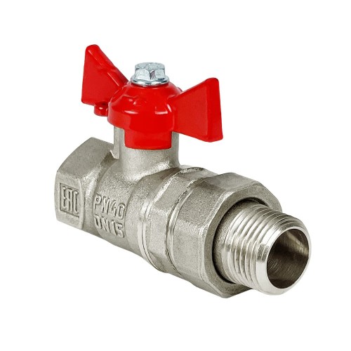 Кран запорный латунный стандартнопроходной с ручкой-бабочкой ВР-американка Ру 42 R919 Giacomini 15х90 мм 3/4" в Казани