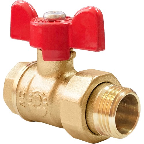 Кран запорный латунный полнопроходной с ручкой-бабочкой ВР (ВН) Ру 40 А30/1, 11б27п1 БАЗ 15х48 мм 1/2" в Казани