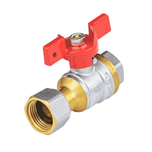 Кран запорный латунный полнопроходной с ручкой-бабочкой ВР-американка Ру 40 Dist Стандарт Dist 15 мм 1/2" в Казани