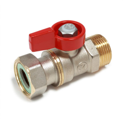 Кран запорный латунный стандартнопроходной с ручкой-флажком НР-накидная гайка Ру 16 R254 Giacomini 15х70 мм 1/2" в Казани