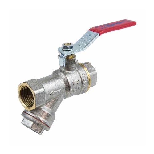 Кран запорный латунный с фильтром полнопроходной с ручкой-рычагом ВР (ВН) Ру 25 BV.631 MVI 20 мм 3/4" в Казани