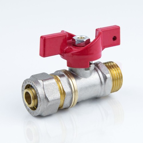 Кран запорный латунный полнопроходной с ручкой-бабочкой ВР-американка Ру 40 BVR-FR Ридан 20 мм 3/4" в Казани