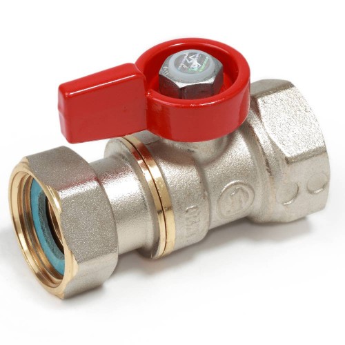 Кран запорный латунный стандартнопроходной с ручкой-флажком ВР-накидная гайка Ру 16 R251 Giacomini 15х68 мм 1/2" в Казани