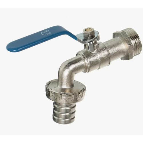 Кран водоразборный латунный стандартнопроходной с ручкой-рычагом НР-штуцер Ру 40 RTP (РосТурПласт) 16 мм 1/2" в Казани