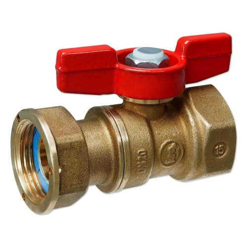 Кран шаровый латунный стандартнопроходной для счетчиков с ручкой-бабочкой ВР-накидная гайка Ру 42 R251P Giacomini 15х76 мм 1/2" в Казани