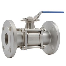 Кран запорный трехсоставной нержавеющий фланцевый полнопроходной ручка-рычаг Ру 16 Benarmo 15 мм