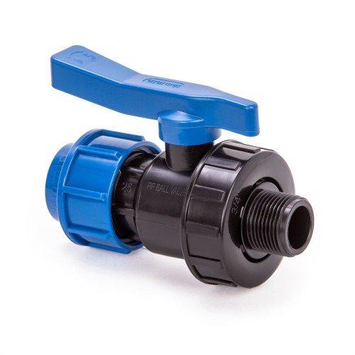 Компрессионный кран ПНД Дн 25-3/4" Ру-10 НР (НАР) RTP (РосТурПласт) в Казани