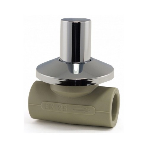 Кран полипропиленовый PP-R запорный прямой стандартнопроходной с внутренней пайкой серый ручка-вентиль Ру 10 Wavin Ekoplastik 25 мм ГОСТ 32415-2013 в Казани