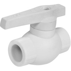 Кран полипропиленовый PP-R запорный прямой стандартнопроходной НР белый ручка-рычаг Ру 25 VALFEX 20 мм 1/2" ГОСТ 32415-2013