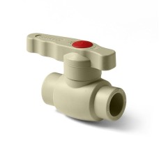 Кран полипропиленовый PP-R запорный прямой стандартнопроходной с внутренней пайкой серый ручка-рычаг Ру 10 Wavin Ekoplastik 40 мм ГОСТ 32415-2013