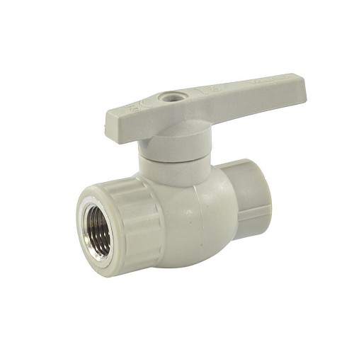 Кран полипропиленовый PP-R запорный прямой стандартнопроходной НР серый ручка-рычаг Ру 25 VALFEX 20 мм 1/2" ГОСТ 32415-2013 в Казани