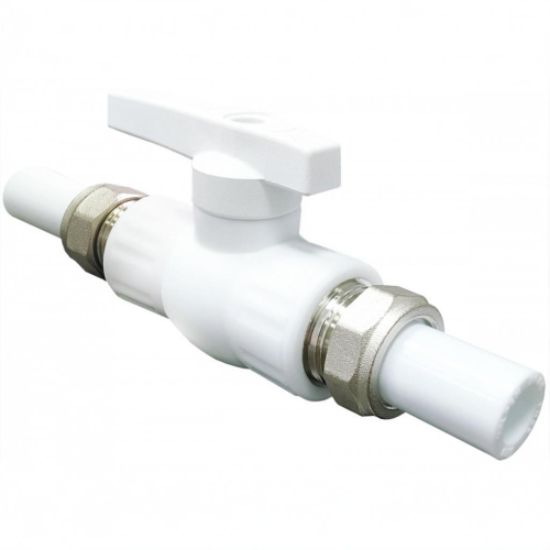 Кран полипропиленовый PP-R запорный прямой полнопроходной с внутренней пайкой белый ручка-рычаг Ру 25 VALFEX 32 мм ГОСТ 32415-2013 в Казани