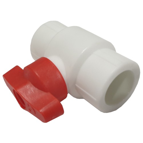 Кран полипропиленовый PP-R запорный прямой стандартнопроходной с внутренней пайкой белый ручка-бабочка Ру 25 VALFEX 25 мм ГОСТ 32415-2013 в Казани