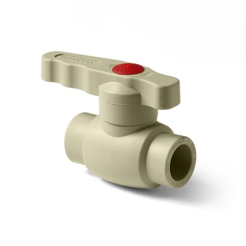 Кран полипропиленовый PP-R запорный прямой стандартнопроходной с внутренней пайкой серый ручка-рычаг Ру 10 Wavin Ekoplastik 20 мм ГОСТ 32415-2013 в Казани