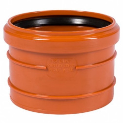 Муфта НПВХ (ПВХ) насадная Дн 200 безнапорная коричневая в/к п/клей Ostendorf KGAM в Казани