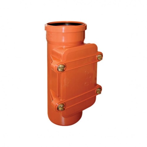 Ревизия НПВХ (ПВХ) с раструбом Дн 200 коричневая безнапорная в комплекте с крышкой Ostendorf KGRE в Казани