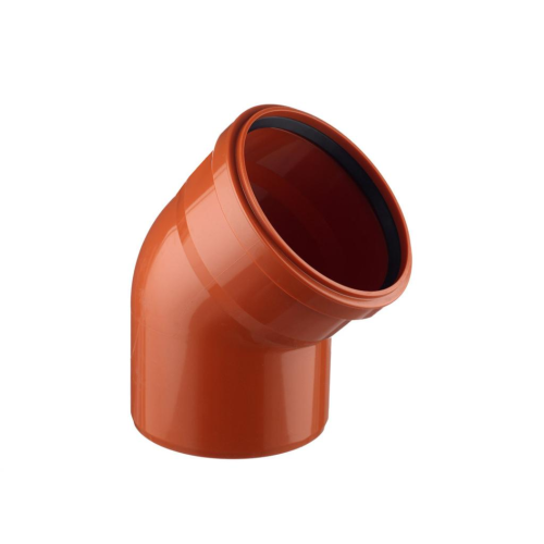 Отвод НПВХ (ПВХ) с раструбом Дн 110 45гр коричневый безнапорный в/к Агригазполимер в Казани