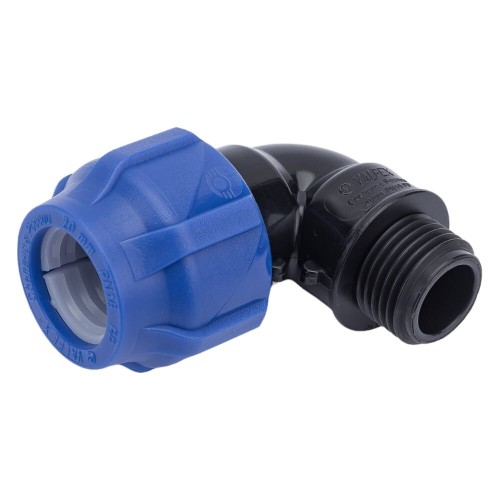 Отвод ПЭ компрессионный Дн 63-1 1/2" 90гр Ру-10 НР (НАР) RTP (РосТурПласт) в Казани