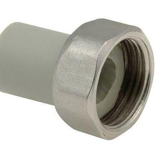 Штуцер PP-R серый с накидной гайкой Дн 20-3/4" Wavin Ekoplastik в Казани