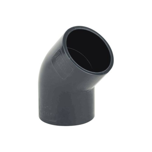 Отвод ПВХ клеевой Дн 20 45гр Ру-16 серый напорный Aquaviva в Казани