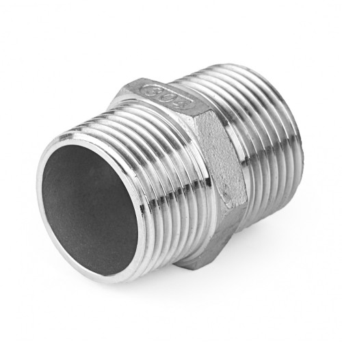 Ниппель нержавеющий переходной НР Ру 16 AISI 304 20 мм 1/4"