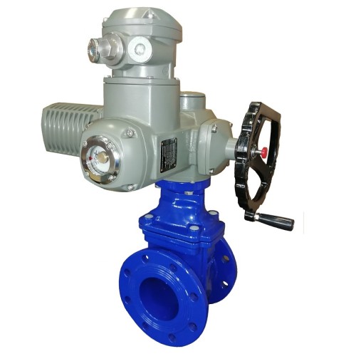 Задвижка чугунная фланцевая с электроприводом AUMA SA07.6 380В и обрезиненным клином KR12 50 мм в Казани